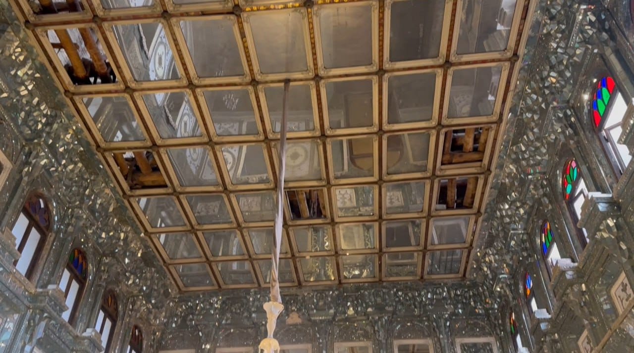 An interior view of Tehran’s Golestan Palace shows damage after airstrikes by the United States and Israel