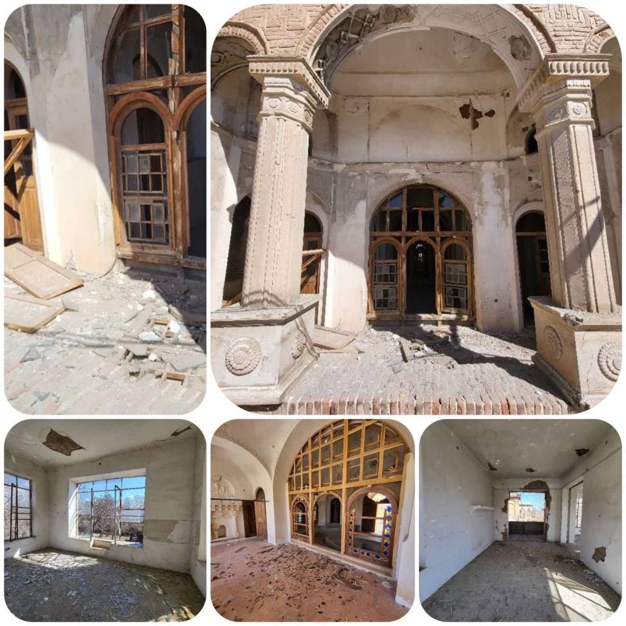 Photographs of the damage reported in Sanadaj