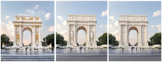 President Donald Trump has shared three renderings of a proposed "Independence Arch" on his Truth Social platform.