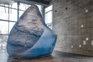 Jessie Kleemann's monumental inflatable sculpture ILULIAQ is pictured at Manif d’art.
