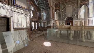 An interior view of Tehran’s Golestan Palace shows damage after airstrikes by the United States and Israel