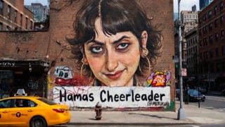 A purported photograph of a mural calling Rama Duwaji a Hamas cheerleader