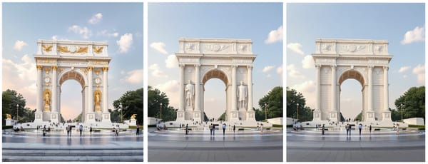 President Donald Trump has shared three renderings of a proposed "Independence Arch" on his Truth Social platform.