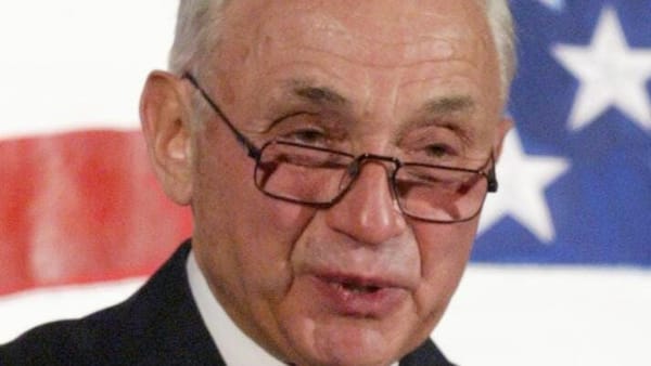 Les Wexner is pictured speaking during a Woodrow Wilson Award ceremony in July 2008