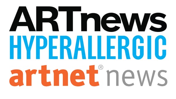 A collage of the logos of Art News, Hyperallergic and Artnet News. 
