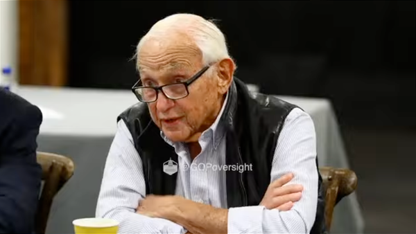 Les Wexner is pictured in a screenshot from his deposition to the House Oversight Committee. 