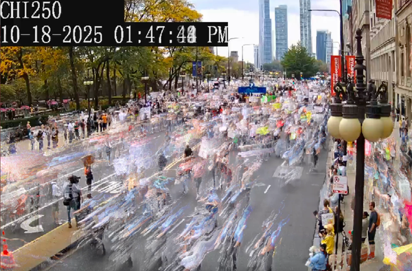 Surveillance footage of protests reworked into installation on policing, injury